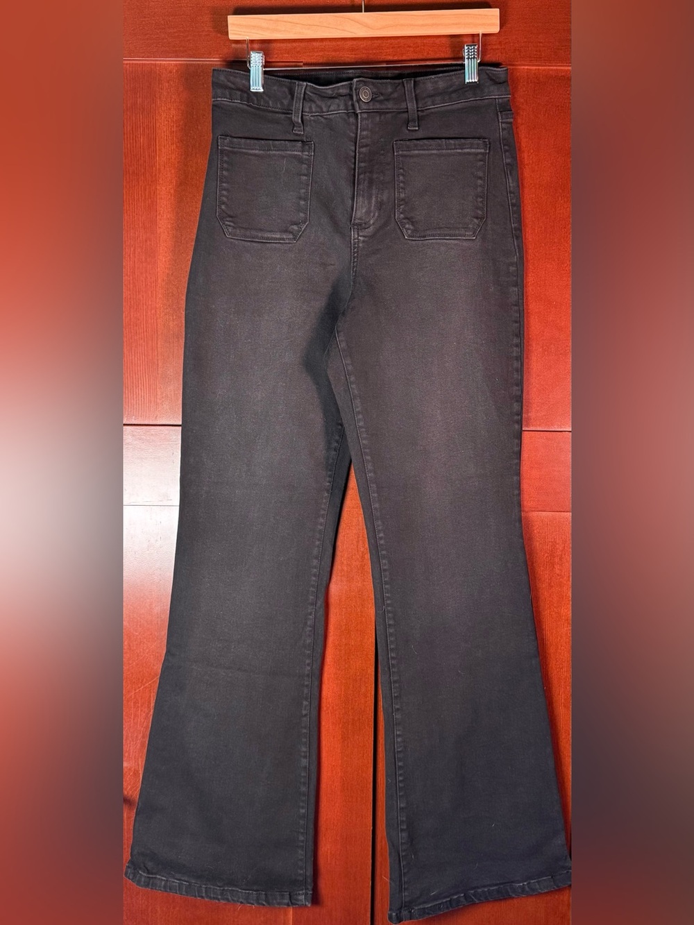 LC Lauren Conrad Black Flare Jeans Size 10L High Rise Stretch Denim